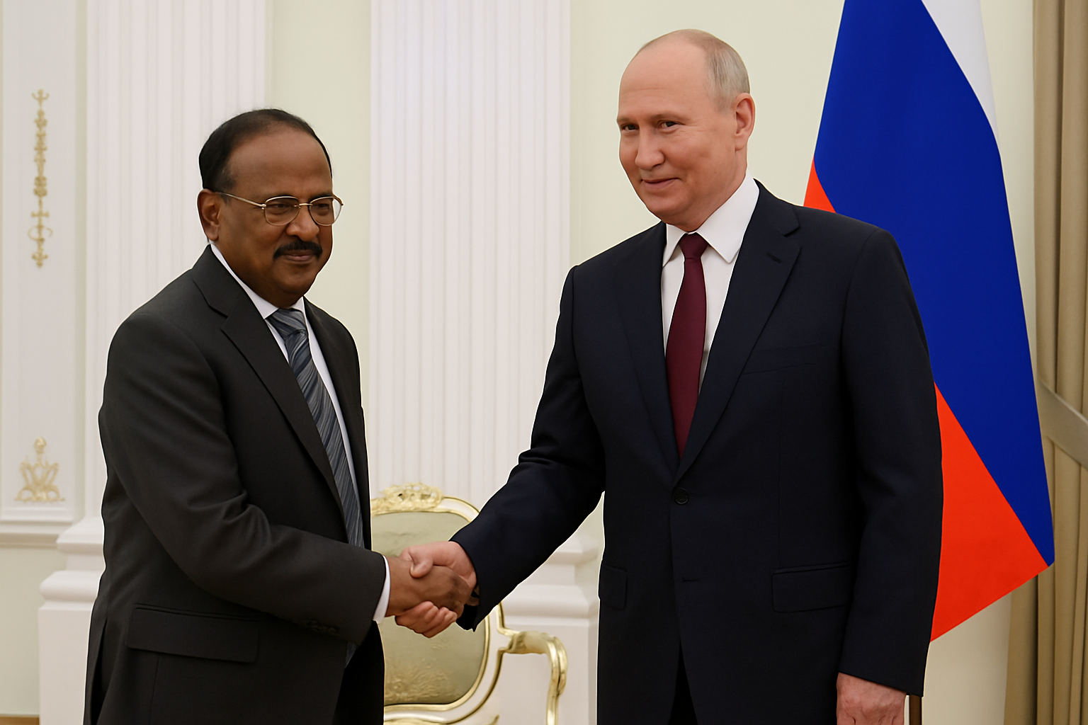 Doval and Putin shake hands in Moscow