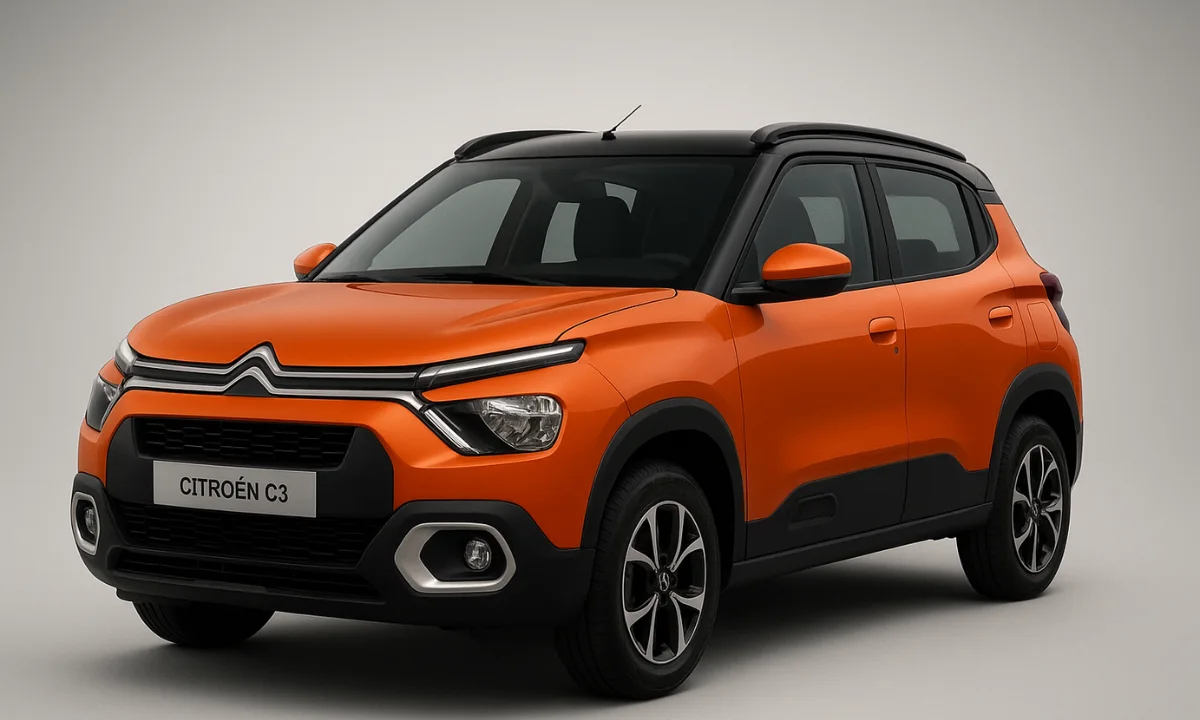 Citroen C3 compact SUV in vibrant orange color on road