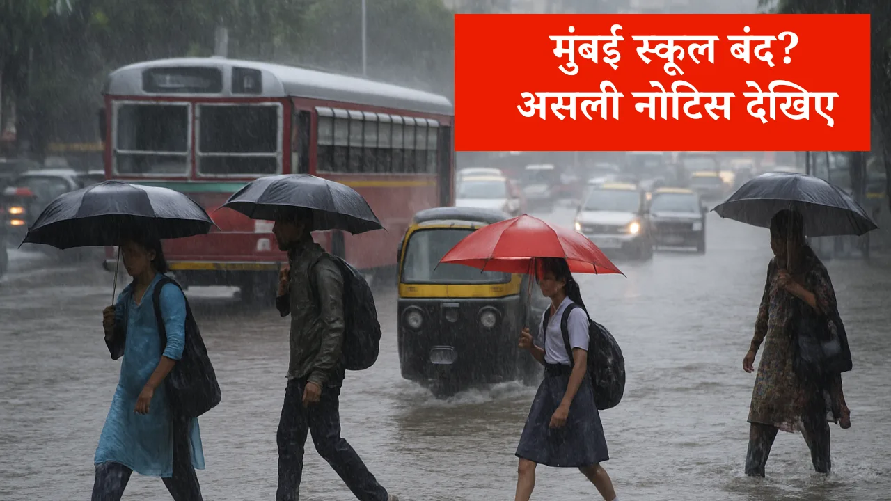 People walking with umbrellas on a flooded street in Mumbai during heavy rain