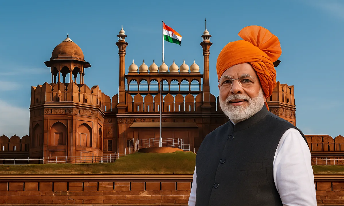 Prime Minister Narendra Modi with Indian festival and economic growth theme