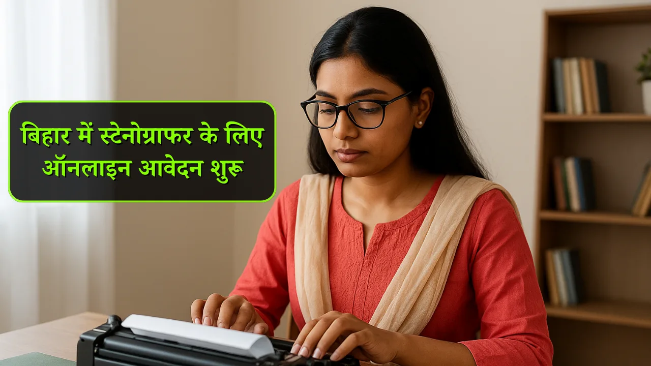 A young candidate preparing for Bihar Stenographer Recruitment 2025 typing practice for stenographer job exam