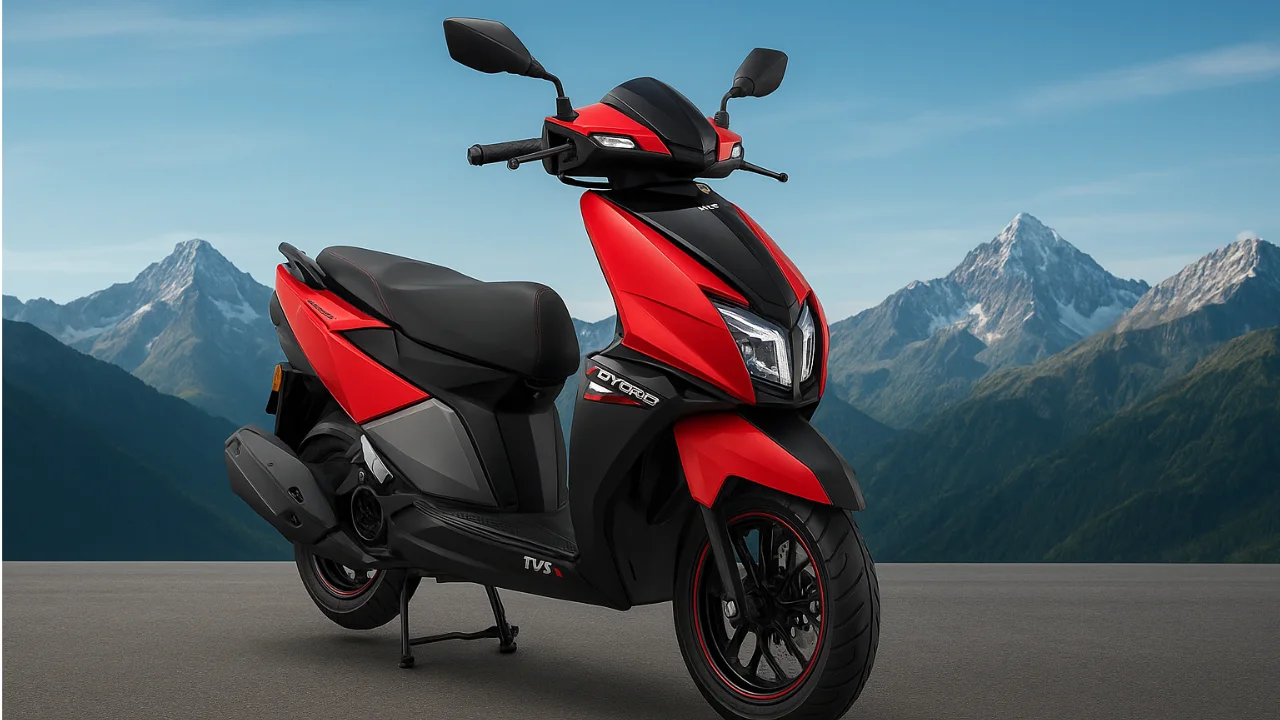 TVS NTORQ 150 hyper sport scooter in red and black design